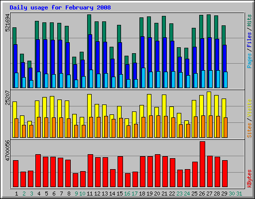 Daily usage for February 2008
